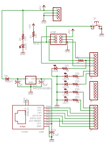Schematic diagram of the Arduino shield to connect to the Lantronix Xport