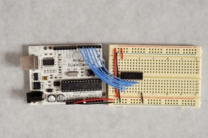 CD4099B addressable latch attached to an Arduino microcontroller